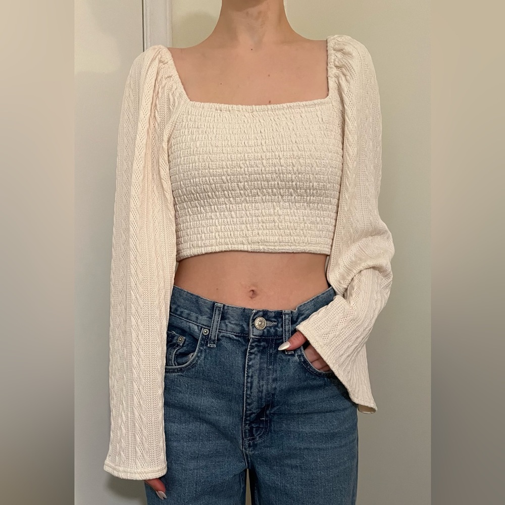 cream crop top